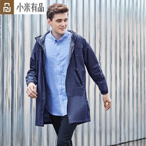Youpin DMN Windproof Fashion Long Trench Coat Light And Comfortable Breathable Men Loose Hooded Winter Outerwear Jacket Slim