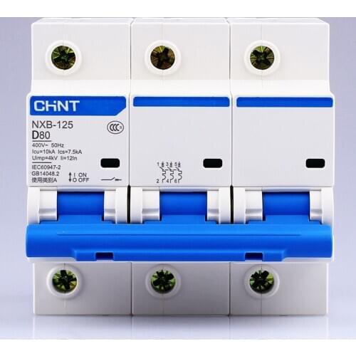 CHINT NXB-125 3P AC 230/400V type D air switch D63 80 100 125A overload protector Large integrated switch
