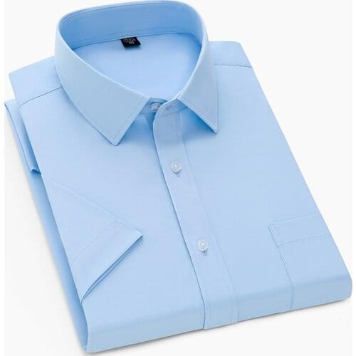 Formal Shirts Short Sleeve Top Quality White Slim Fit Men Business Office Social Wearing Shirt