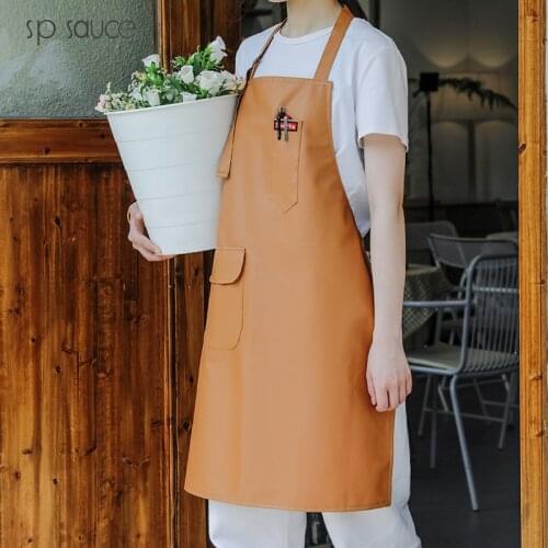 Japan PU / Canvas Waterproof Unisex Work Apron for Men Canvas Apron Bib Adjustable Cooking Kitchen Aprons for Woman