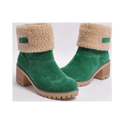 Women Snow Boots Flat Lace Up Winter Plus Size Platform Ladies Warm Shoes 2020 New Flock Fur Womens Suede Boots Female