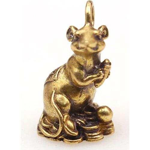 1Pcs Lucky mouse rat year Desk decor Copper Wealth Rats Figurines 2020 new year gift 2cm
