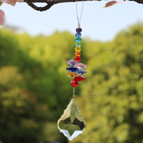 1PCS Hanging Chakra Suncatcher Crystal Maple Prisms Rainbow Pendant Fengshui Decoration