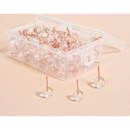 100pcs/box Acrylic Metal Map Tack Push Pins Acrylic Head with Steel Point, Cork Board Safety Colored Thumbtack Office School Hot