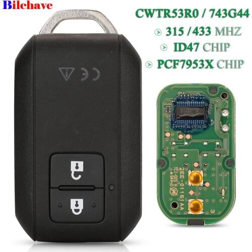 Bilchave 2 Button For Suzuki Swift 2017 Fob FSK 434Mhz HITAG 433 ID47 PCF7953X Chip CWTR53R0/ 743G44 Remote Control Car Key