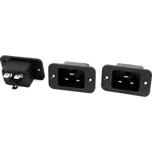 AC 250V 16A IEC320 C20 3 Pins Inlet Power Plug Connector Adapter 3 Pcs