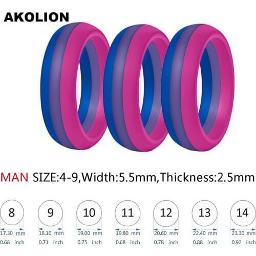3PCS a lot Man Bisexual Pride Ring New Silicone Wedding Round Solid Environmental Cool Comfortable Rings SR-0001