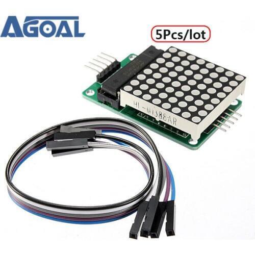 5Pcs/lot MAX7219 Dot LED Matrix Module MCU LED Display Control Kit for DIY + Cable Free Shipping