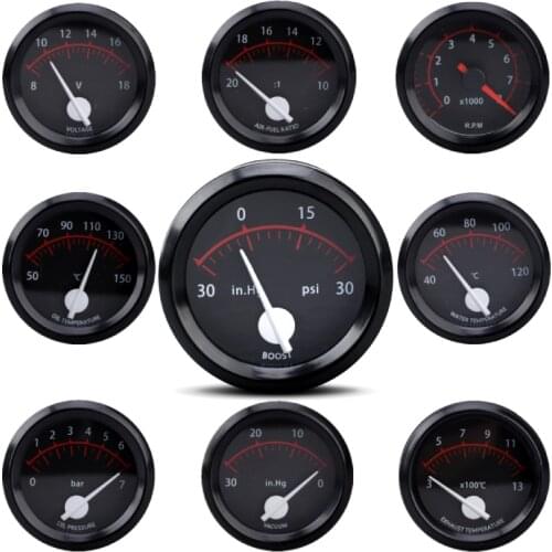 2" 52mm Car Gauge Boost Gauge Water Oil Temperature Oil Pressure Fuel Volt Gauge Air Fuel Ratio Exhaust Temp Vehicle Meter 12V