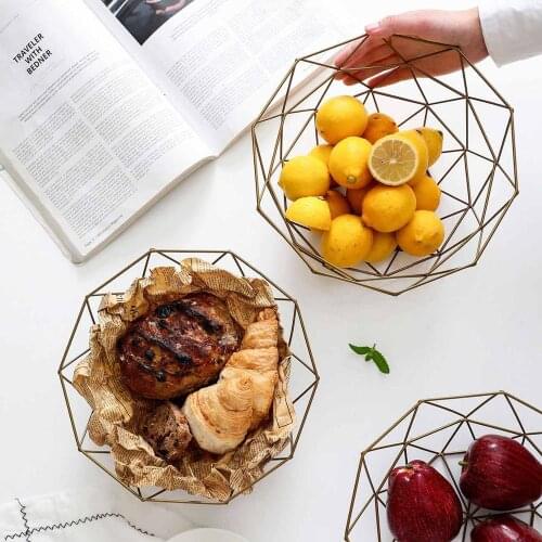 Nordic Style Fruit Basket Wire Decorated Metal Storage Basket Display Bowl Fruit Rack Table Dining Decoration