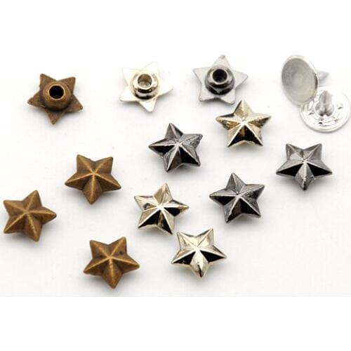 DIY 300sets/lot 9mm zinc alloy metal rivets star jeans button rivets with alum nail nickle/black/bronze ZD-006 free shipping