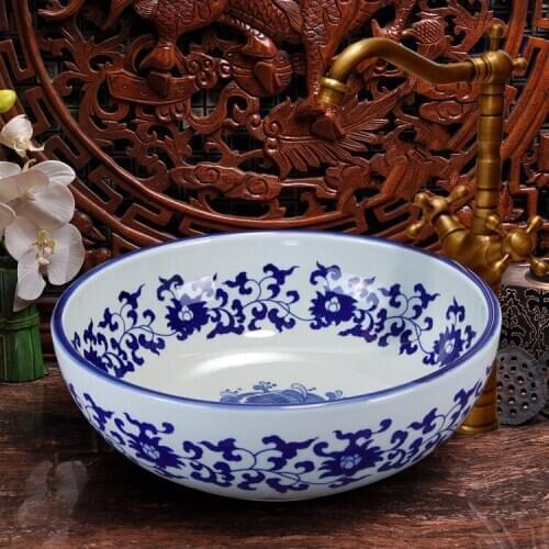 China Artistic Procelain Handmade Europe Vintage Lavabo Washbasin Ceramic Bathroom Sink Art Counter Top bathroom basin bowls