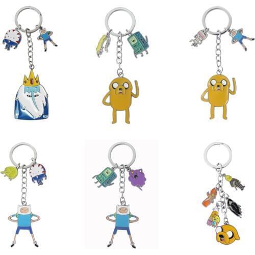 Cartoon Adventure Time Finn Jake Beemo BMO The Ice King metal pendant fashion jewelry key chain keyring cosplay figure
