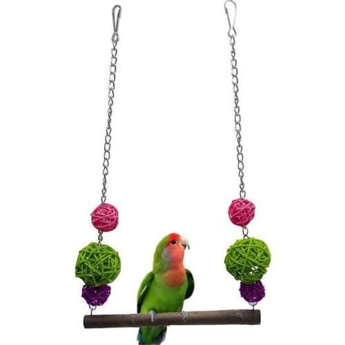 1pc Parrots Toys And Bird Accessories For Bird Swing Toy Interactive Parrot Swing Perch Bird Rattan Ball For Cage Pet Supplies