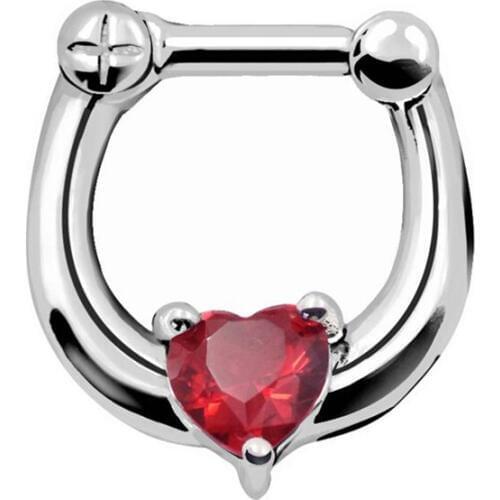 Heart nose ring crystal nose stud septum clicker nose ring septum piercing 16g septum piercing real body piercing jewelry septo
