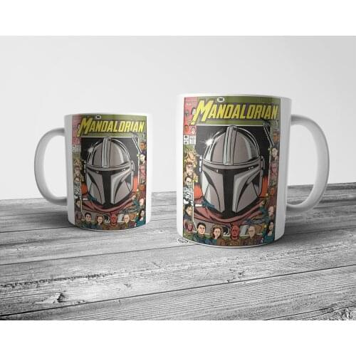 Pixxa The Mandalorian Baby Yoda Comics Mug Cup Model 5 - Milk Coffee Tea Cup Porcelain Gift