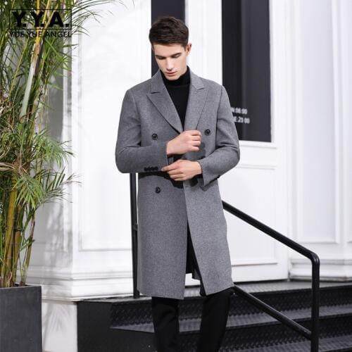 Autumn Winter Woolen Overcoat Men Double Breasted Thicken Wool Long Coat Fashion Brand Casual Solid Office Male Cashmere Jackets