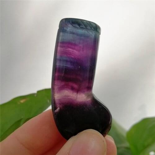 Natural Quartz Crystal Fluorite Stones and Specimen Carved Christmas Socks Stockings For Festival Gifts Child Home Decor