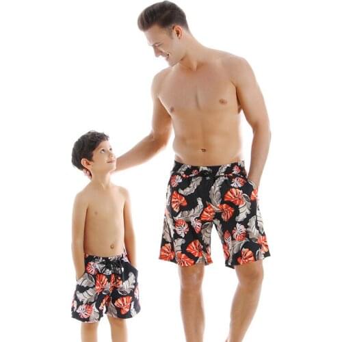 Summer new style dad and son beach pants male adult middle and small children leisure swimwear family parent-child hot spring