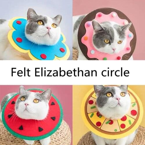 New Pet Elizabethan Ring Cute Pattern Cat Collar Anti-bite and Anti-slobber Towel Felt Cat Collar Recovery Sleeve Pet Accessory