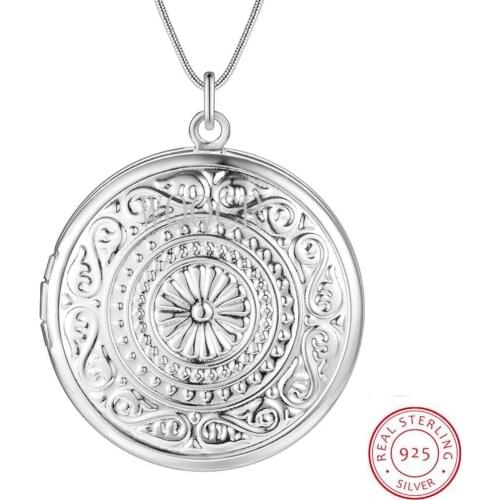 925 Sterling Silver Round Tag Pendant Necklace Womens Mens 18-inch Chain Wedding Engagement Party Jewelry