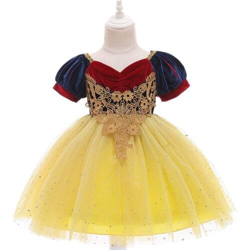 2020 Toddler Girls Puff Sleeve Princess Dress Snow Kids Embroidery Lace Tutu Party Gown Clothing