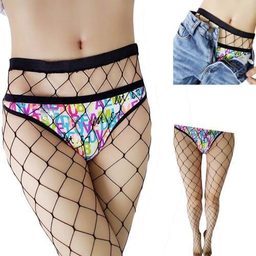 SEXY women high waist fishnet stocking club party tights panty knitting net pantyhose trouser mesh lingerie 2pcs TT016