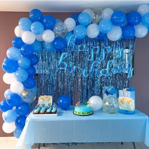 WEIGAO Blue Theme Happy Birthday Decorations Letter Foil Balloons Garlands Arch Balloon for Boy First Birthday Baby Shower Decor
