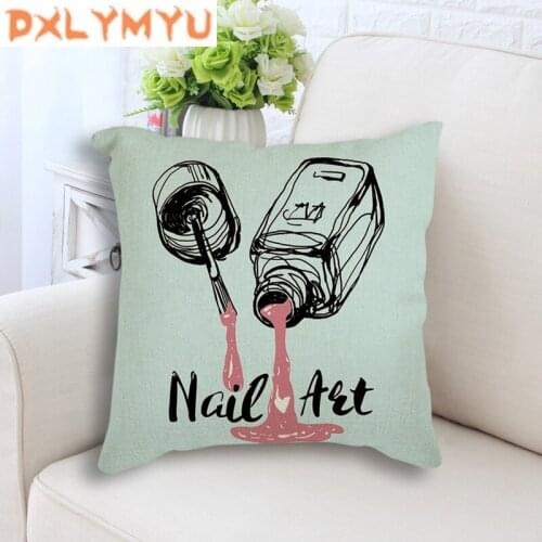 Modern Cotton Linen Cushion Cover Nail Polish Quotes Nordic Posters Pop Art Print Cushion for Sofa Throw Pillow Case 45x45cm