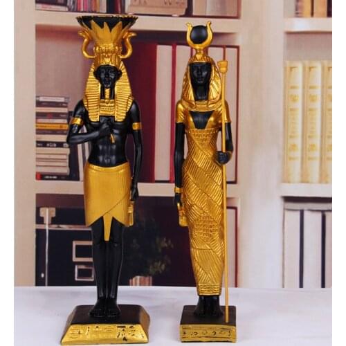 2 PCS/SET EGYPTIAN LUXURY CRAFTS RESIN DECORATION STATUE RESIN CRAFTS CLEOPATRA ART SCULPTURE HOME DESKTOP DECORATION SOUVENIR