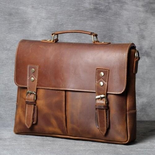 Genuine Leather Men Bag Casual Business Man Shoulder Crossbody Bags Cowhide Large Capacity Top Layer Leather Travel Message Bag