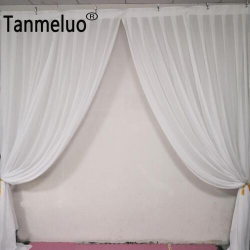 W3M*H3.5M Pure white wedding backdrop chiffon sheer backdrop arch curtain for outdoor vintage wedding door panels drapes