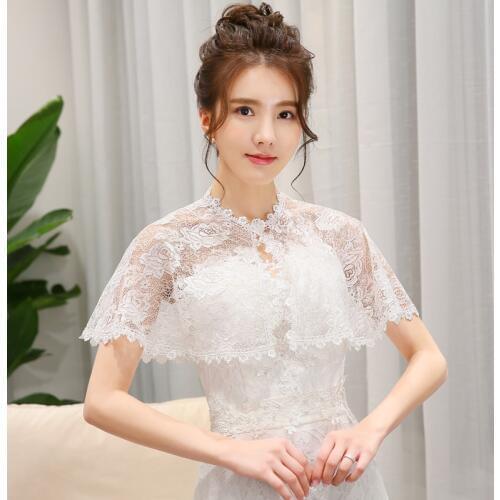 7 Colors Summer Lace Bridal Wraps Shawl Elegant Evening Dress Cape Bolero Women Mariage Bride Wedding Party Jackets Wrap Shrug