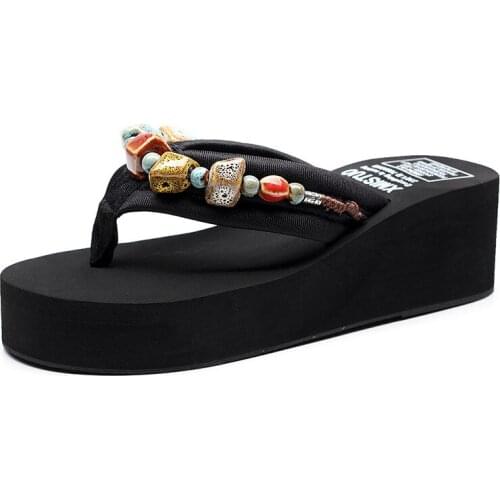 Women sandals summer flat pearl sandals flip flops rome shoes string bead slippers mujer gladiator sandalias sapatos femininos