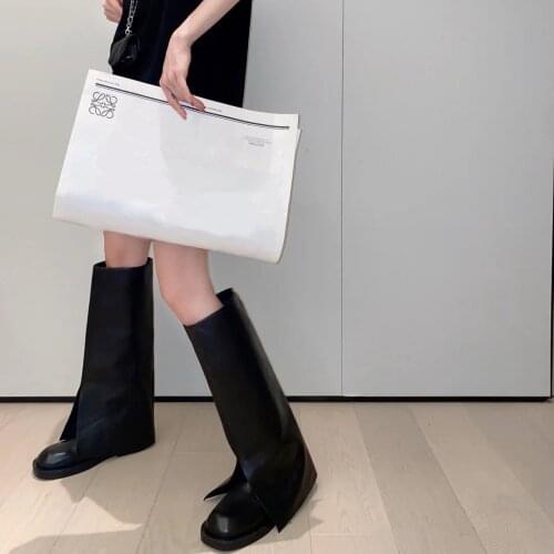 Size Women Knee Boots Real Leather Platform Winter Shoes For Woman 2022 Warm Fur Long Boots Office Lady Footwear