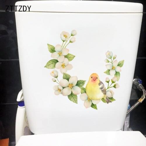ZTTZDY 23.5CM×23.4CM Painted Flowers And Birds Wall Stickers Classical Home Bathroom Toilet Decor T2-0793
