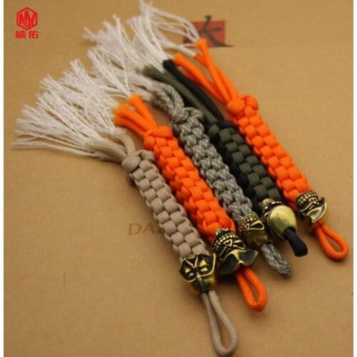 1PC EDC Paracord Beads Skull Retro Brass Copper Lanyard Pendants Knife Beads Umbrella Rope Cord Necklace Bracelet Beads Pendants
