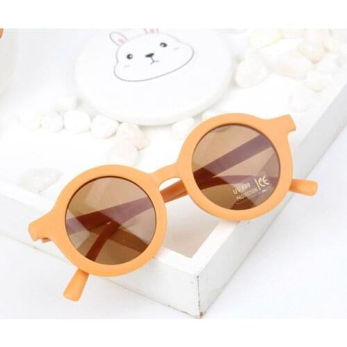 1pc Fashion Childrens Sunglasses Infants Retro Solid Color Ultraviolet-proof Round Frame Convenience Glasses Eyeglass For Kids