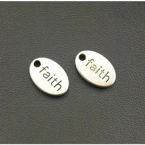 10 pcs Silver Color Faith Letter Charms metal charms for jewelry making A1083