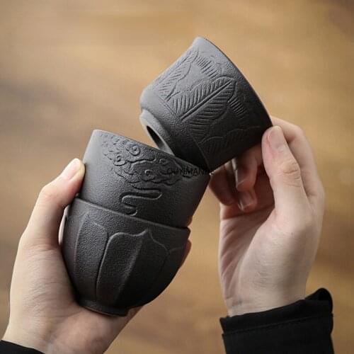 100ml Chinese Retro Style Black Pottery Tea Cup Coffee Cup Mug Chinese Ceramic Tea Set Porcelain