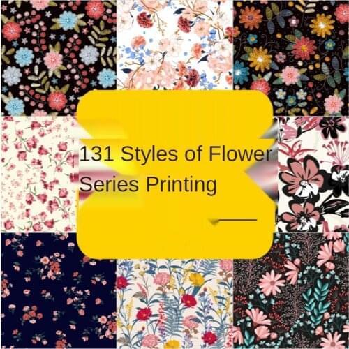 131 styles fashion cute flower printed fabric chiffon satin cloth fabric garment designer sewing material for garment tablecloth