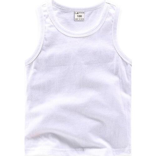 2021 Summer Clothing Cotton Undershirt for Boys Girls Candy Color Sleeveless Vest Sports Tops Clothes Kids Singlet Beach T-Shirt