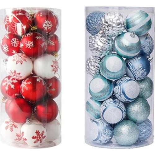 30Pcs 60mm Christmas Xmas Tree Ball & 24x Christmas Decoration Ball Tree Ornaments Plastic Decoration Toys 6 cm