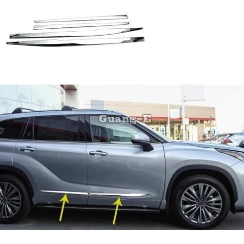 For Toyota Highlander 2021 Car Body Sticker Side Door Trim Strip Molding Stream ABS Chrome Panel Bumper Hoods Moulding 4pcs