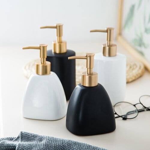 420ml Ceramic Liquid Soap Dispenser Black and White Lotion Storage Bottle Bathroom Accessories Home Decoration