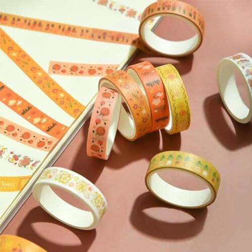 5rolls/bag Retro Masking Tape Set Sstripe Grid Self-adhesive Planner Journal Scrapbooking Album Tape Washi Diy Photo Decora V5R9