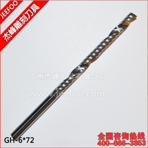 6*72mm Single Flute Spiral Tungsten Steel Carbide Mill, Carving Bits, CNC Cutting Tools, Wood CNC Router Bits