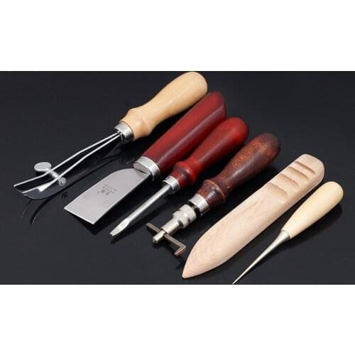 6pcs/set Handmade Leather Tool Set DIY Handmade Sewing Stitching Punch Carving Leathercraft Accessories Leather Craft Suit