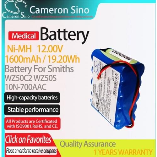 CameronSino Battery for Smiths WZ50C2 WZ50S WZ-50C6T fits Smiths 10N-700AAC Medical Replacement battery 1600mAh/19.20Wh 12.00V