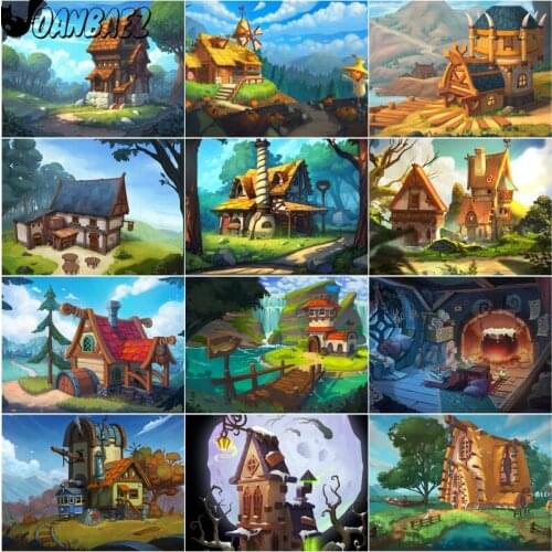 Cartoon Hut Diamond Painting Landscape Cross Stitch Embroidery Mosaic Kit Hand-Inlaid Wall Decoration Craft Gift